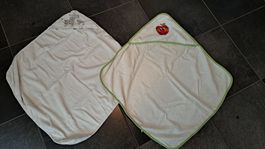 2 Baby Badetücher mit Kapuze (60x60cm + 75x75cm)