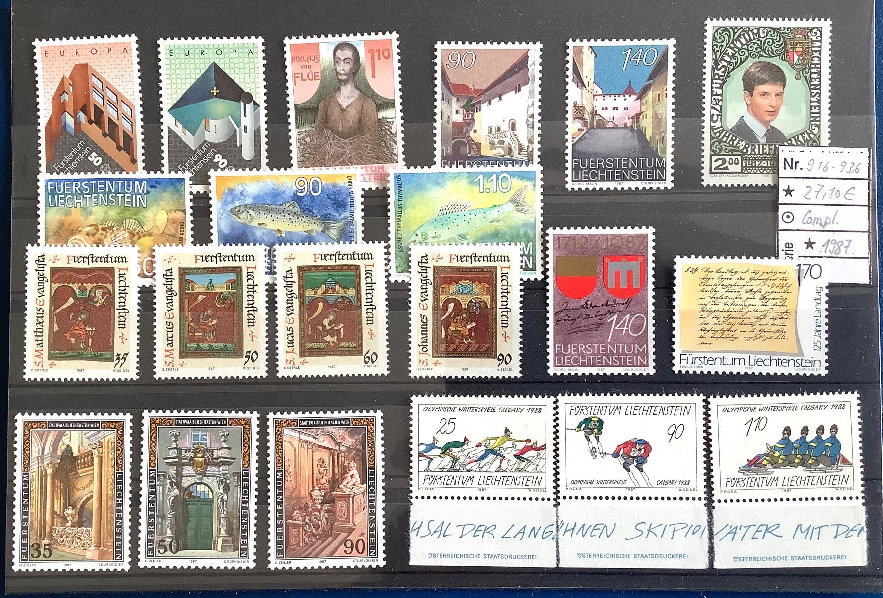 Tutti i francobolli: 1987 Liechtenstein Jahresausgabe Postfrisch ** – Nuovo (secondo la descrizione) da Liestal venduto da Skunk02