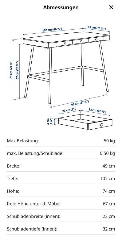 Scrivanie: IKEA LILLÅSEN Schreibtisch – Usato da Luzern venduto da ale_5qn5 2