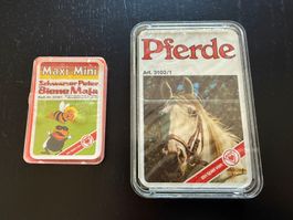 2 x Karten-Spiel: Pferde + Biene Maja, Vintage Top!