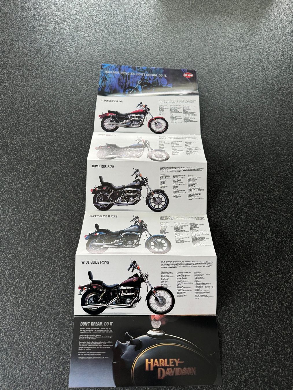 Documenti: Harley Davidson Prospekt, Broschüre, Flyer von 1983 – Usato da Niederhasli venduto da Berno 1