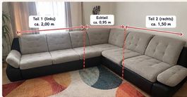 Ecksofa grau schwarz mit bettfunktion