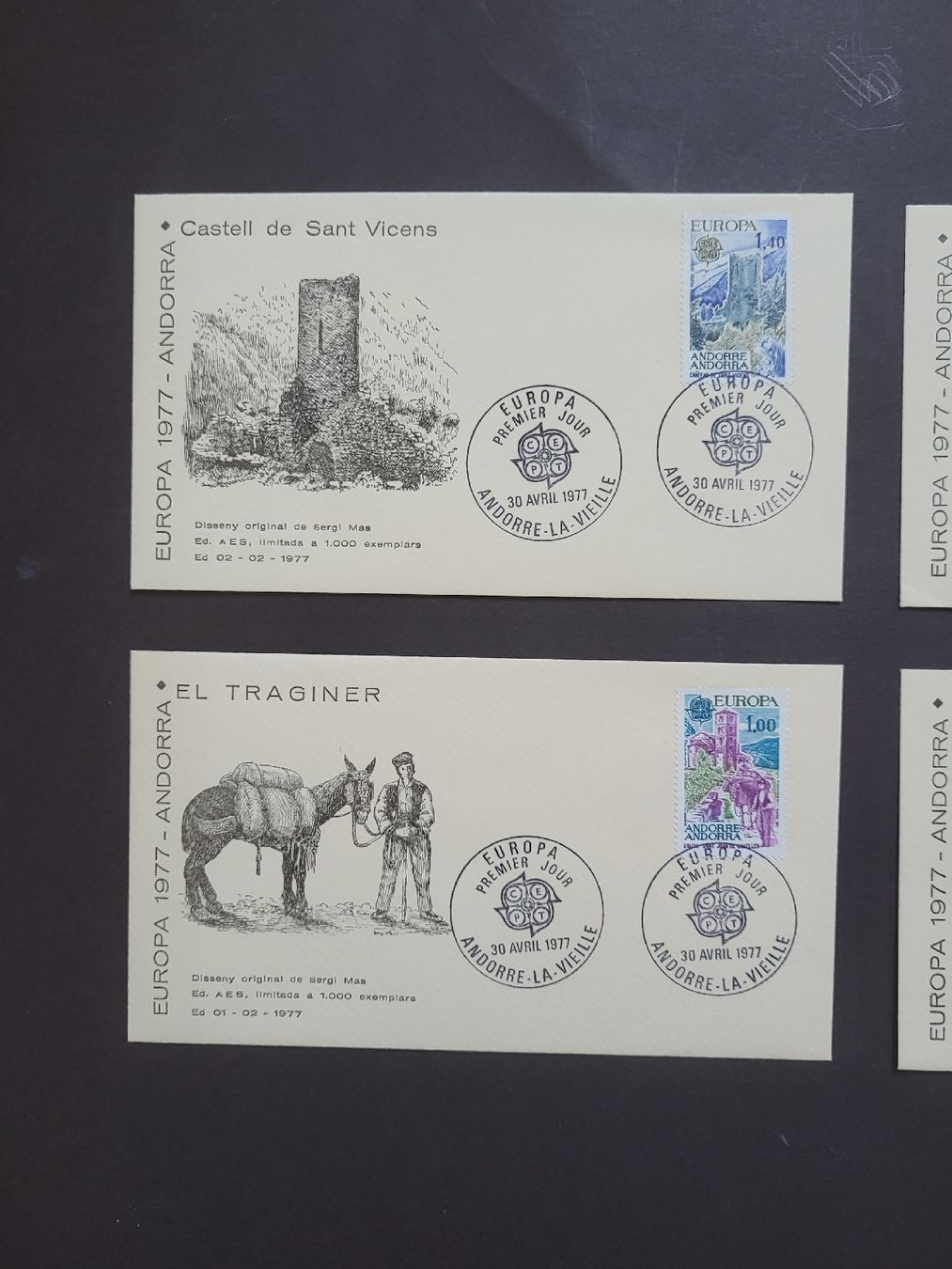 Alle Briefmarken: 1977, Andorra  -  4 Erstagsbriefe – Gebraucht aus stäfa von brandy66 1
