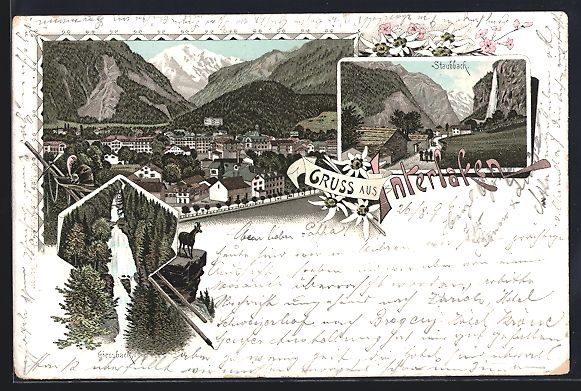 Cartes postales: Litho Interlaken, Panorama, Wasserfall S – D'occasion à Berlin par bartko-reher