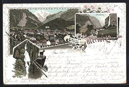 Litho Interlaken, Panorama, Wasserfall S