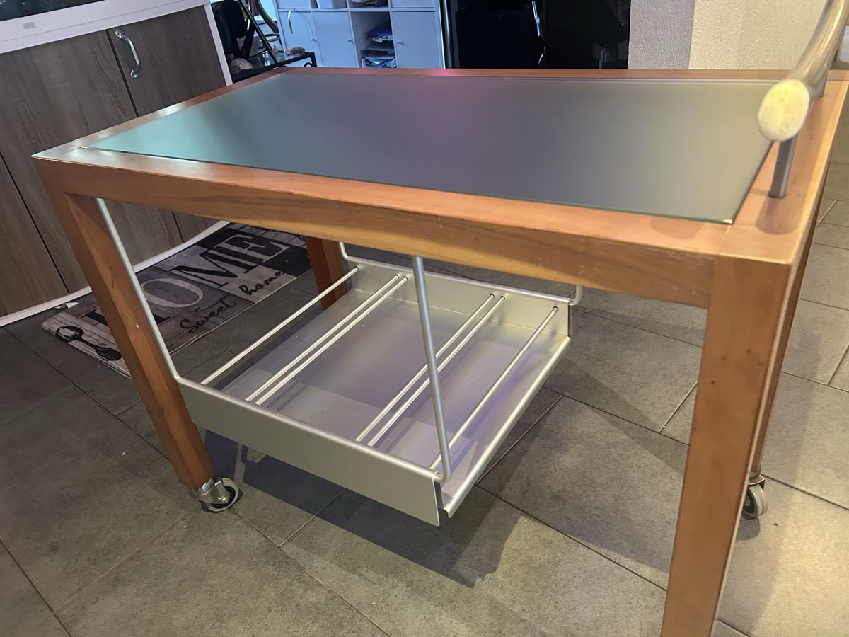 Cucine complete: Retro Servierwagen mit Glasplatte Chromgrif,Räder – Usato da Mühledorf SO venduto da Dania77 7