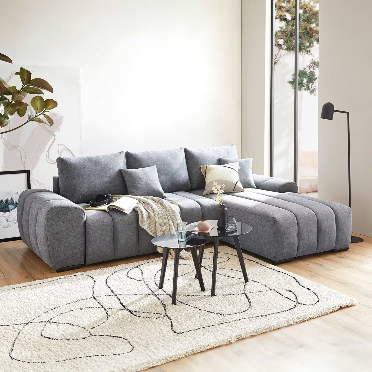 Divani: ECKSOFA Flachgewebe Dunkelgrau – Nuovo (secondo la descrizione) da Zürich venduto da motionsell 1