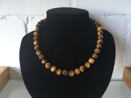 TIGERAUGE KETTENSTRANG FACETTIERT  KUGELN 9,8mm / LÄNGE 40cm