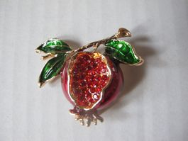 Granatapfel Brosche mit Strass