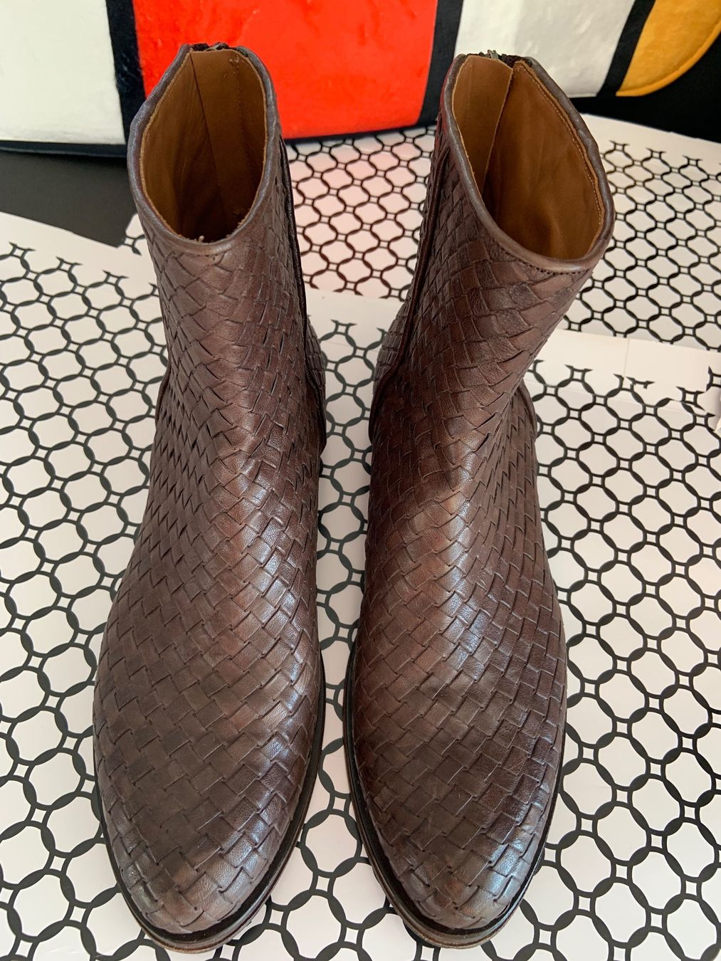 Damenschuhe: Geflochtene braune Stiefelette, Echtleder, Gr. 38.5 – Gebraucht aus Niederteufen von mix18 7