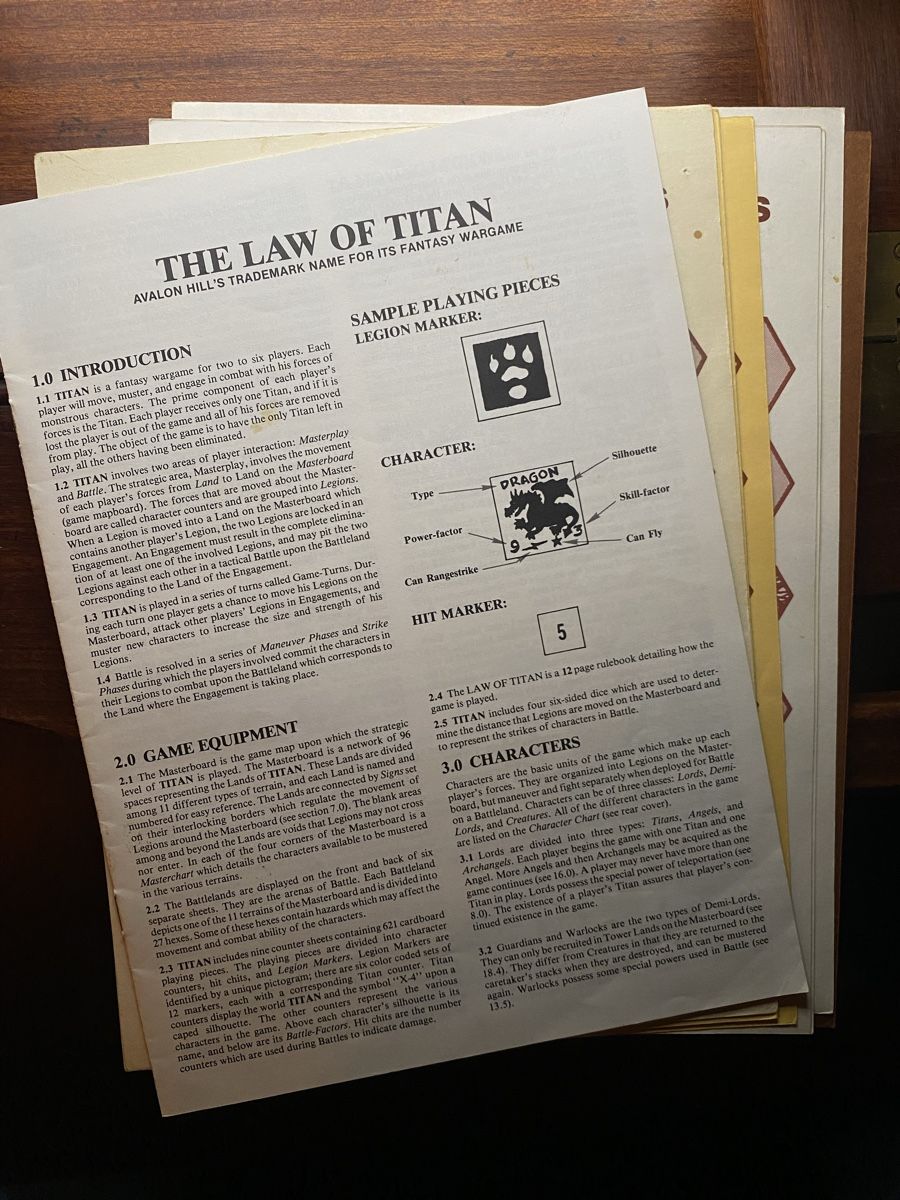 Giochi: Vintage TITAN Avalon Hill 1982 COMPLETE & Sorted – Usato da Kirchberg BE venduto da swiss_slab 2
