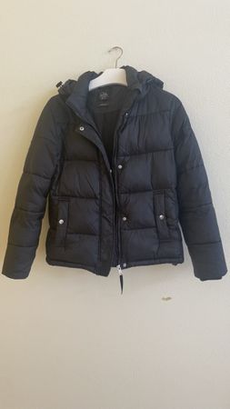 warme schwarze Winterjacke, Pufferjacke, Daunenjacke