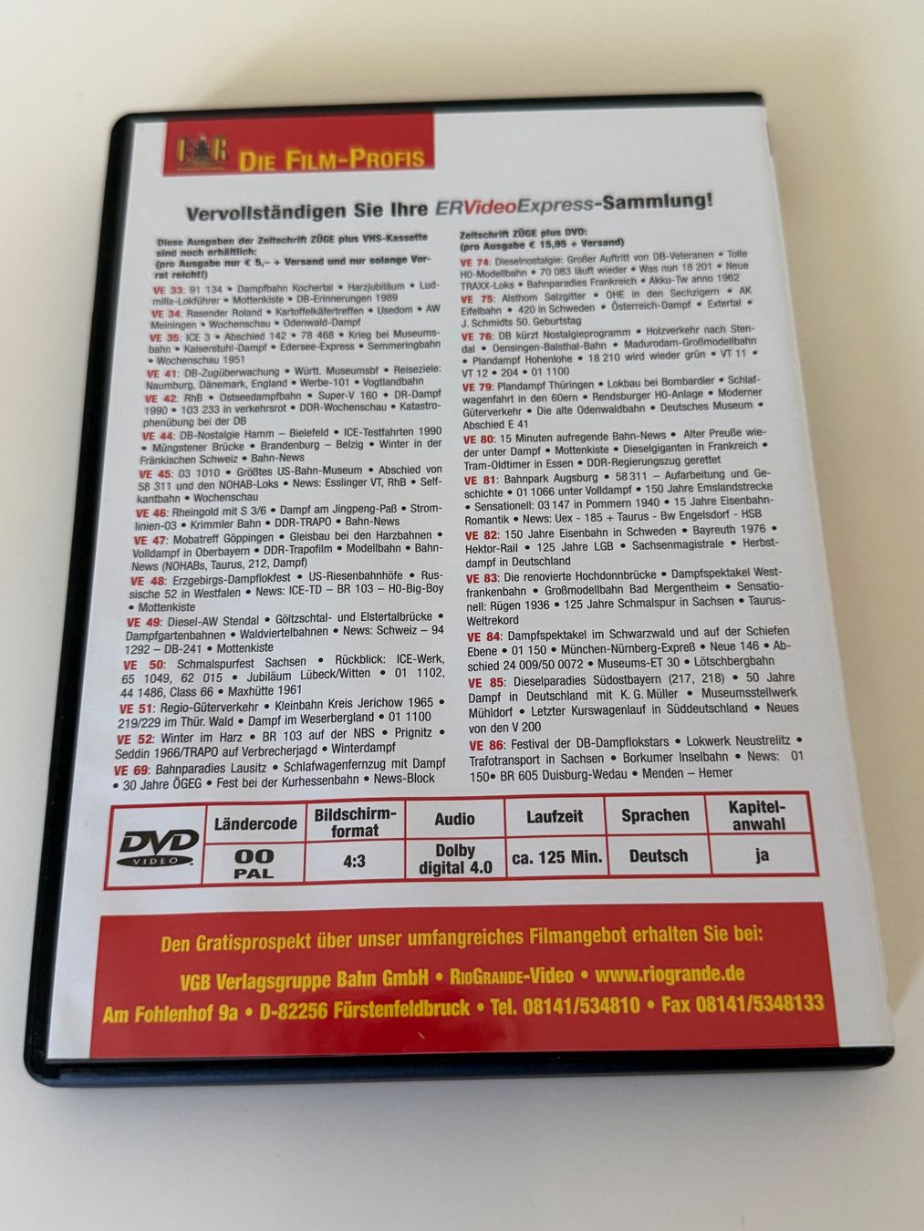 Tutti i DVDs: ER Video Express 87 50 Jahre TEE – Nuovo (secondo la descrizione) da Altstätten SG venduto da sheamus 1