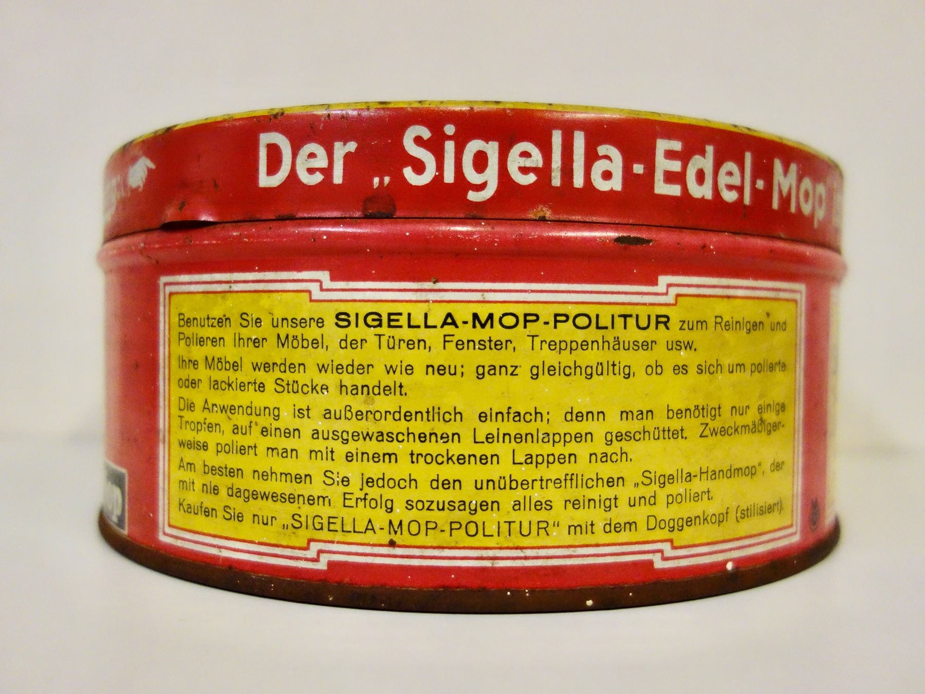 Tutte le decorazioni: alte Blechdose Dose Blech SIGELLA EDEL-MOP - D.R.G.M. – Usato da Kerzers venduto da bottlesandboxes 4