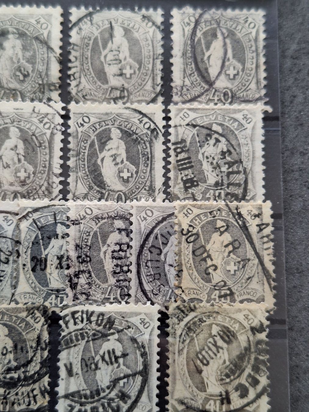 Alle Briefmarken: Stehende Helvetia 40Rp Werte 58× – Gebraucht aus Balgach von SIMEON27 1