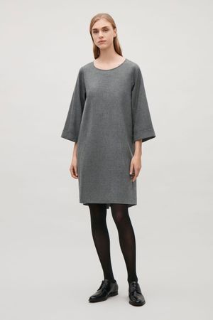 COS Kleid grau Wolle mit Faltendetail Grösse 44 gut