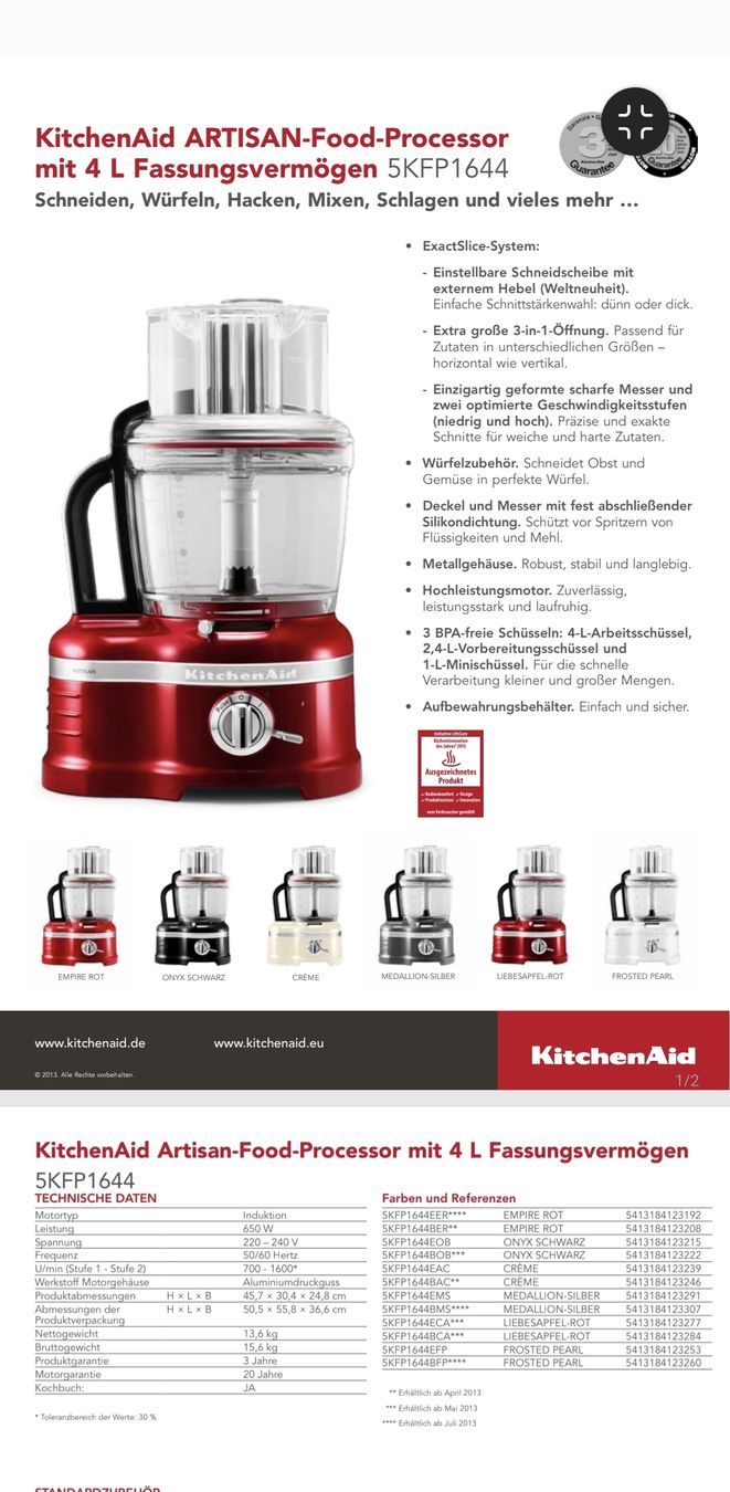 Kitchenaid Elettrodomestici da cucina: KitchenAid Artisan Food Processor 4l – Usato da Schlieren venduto da Marvanxxx 4