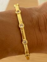 Luxus Elegante  Armreif Armband Farbe :Gold Zirkonia Weiss
