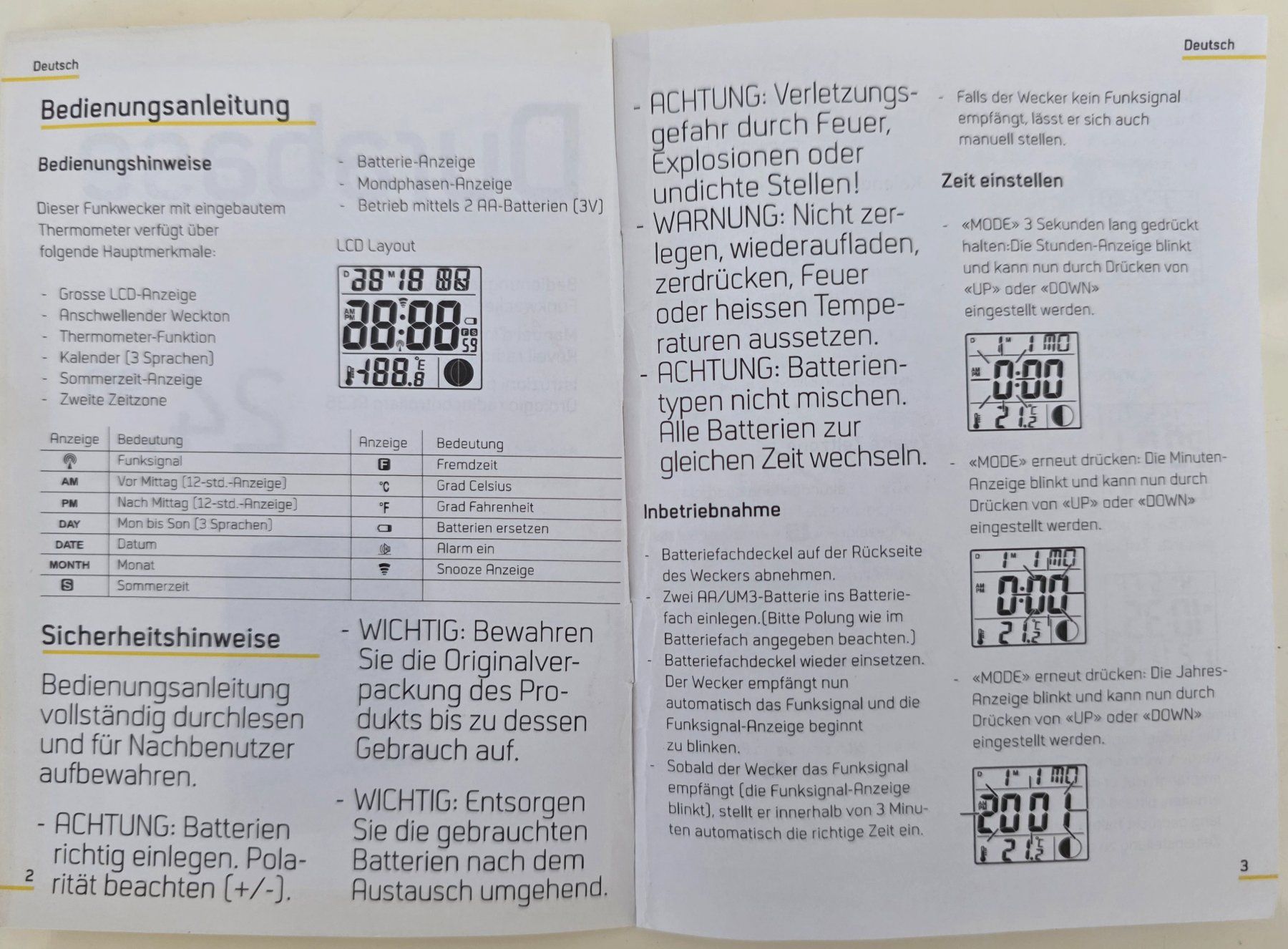 Durabase Sveglie: Wecker radiokontroll digital neu – Nuovo (secondo la descrizione) da wetzikon venduto da Bestedienste 4