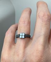 🟢 bague artisanale carrée en hématite / Ring / pièce unique