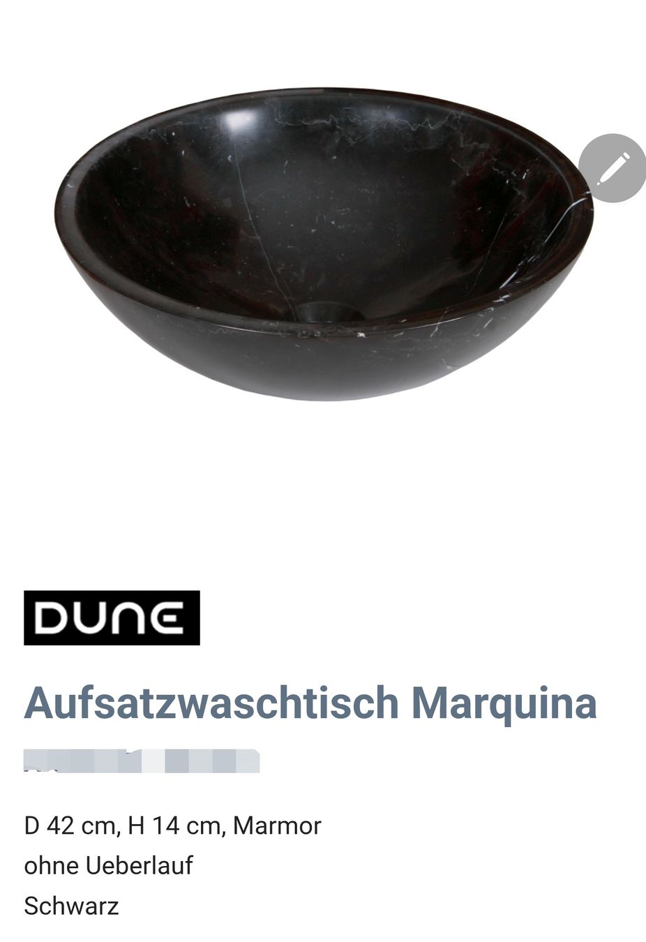 Ciotole: Ausatzwaschtisch Marquina Marmor Schwarz – Nuovo (secondo la descrizione) da Krauchthal venduto da Raumzeugen