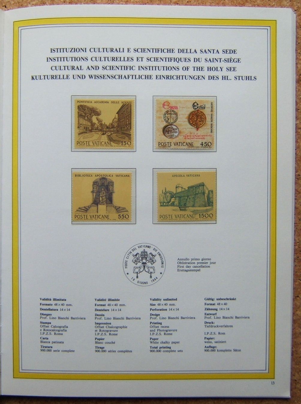 Tutti i francobolli: JAHRBUCH VATIKAN 1984 – Nuovo (secondo la descrizione) da Brunnen venduto da Nonne04 4
