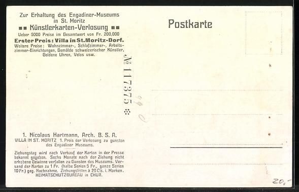 Cartoline postali: St. Moritz, Villa am Berghang – Usato da Berlin venduto da bartko-reher 1
