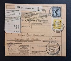 Paketkarte Deutsches Reich mit Mi 383 über Bodensee Lindau