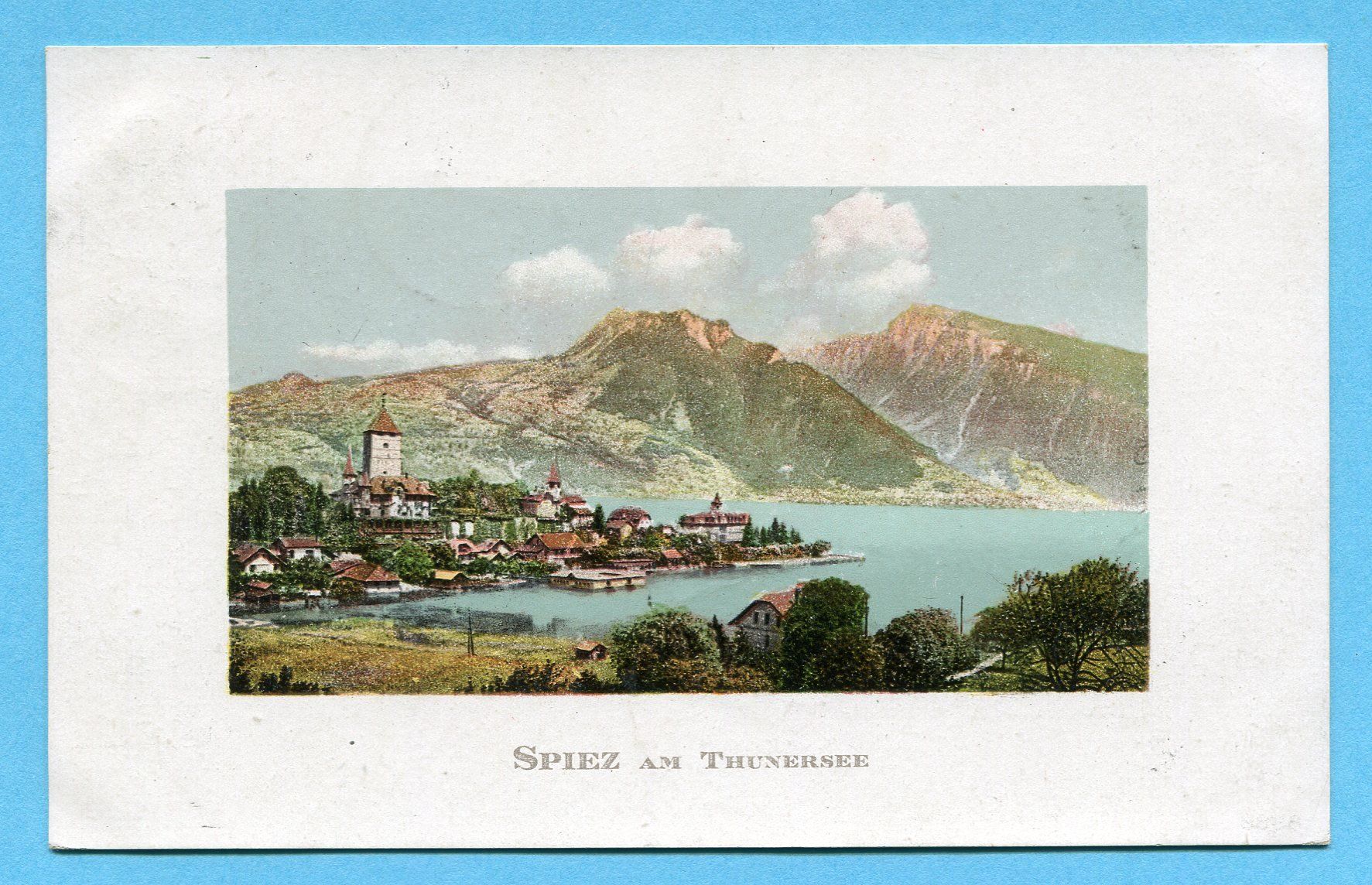 Ansichtskarten: Spiez am Thunersee 1908 – Gebraucht aus Opfikon von Prophila