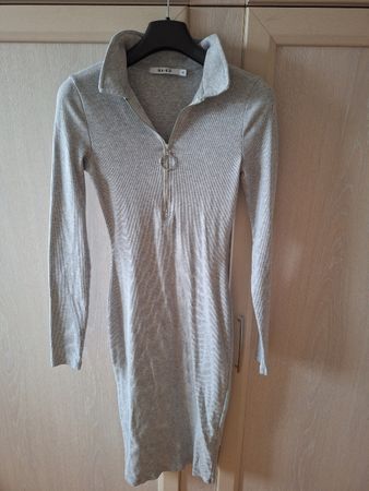 Robe moulante grise NA-KD vec fermeture éclair, taille XS