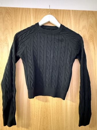 Pullover schwarz Zopfmuster Groesse M