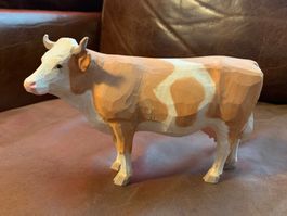 Kuh Holz, stehend Simmentaler, Brienzer Schnitzerei, Krippe