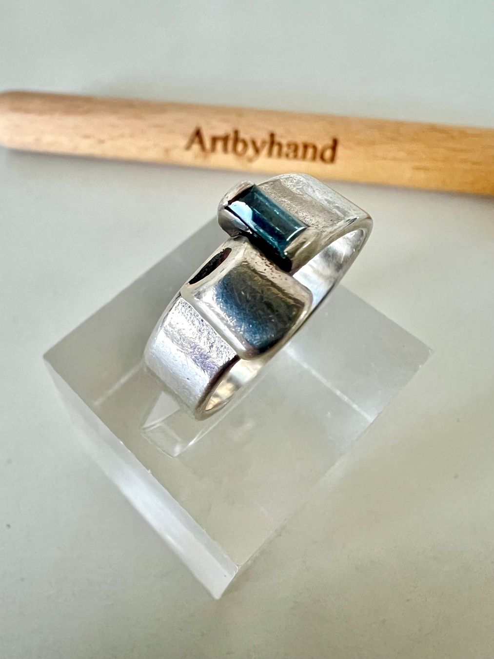 Anelli: Modernistischer Designer Ring Silber 925+MP & blauem Topas – Usato da Ruswil venduto da artbyhand 6
