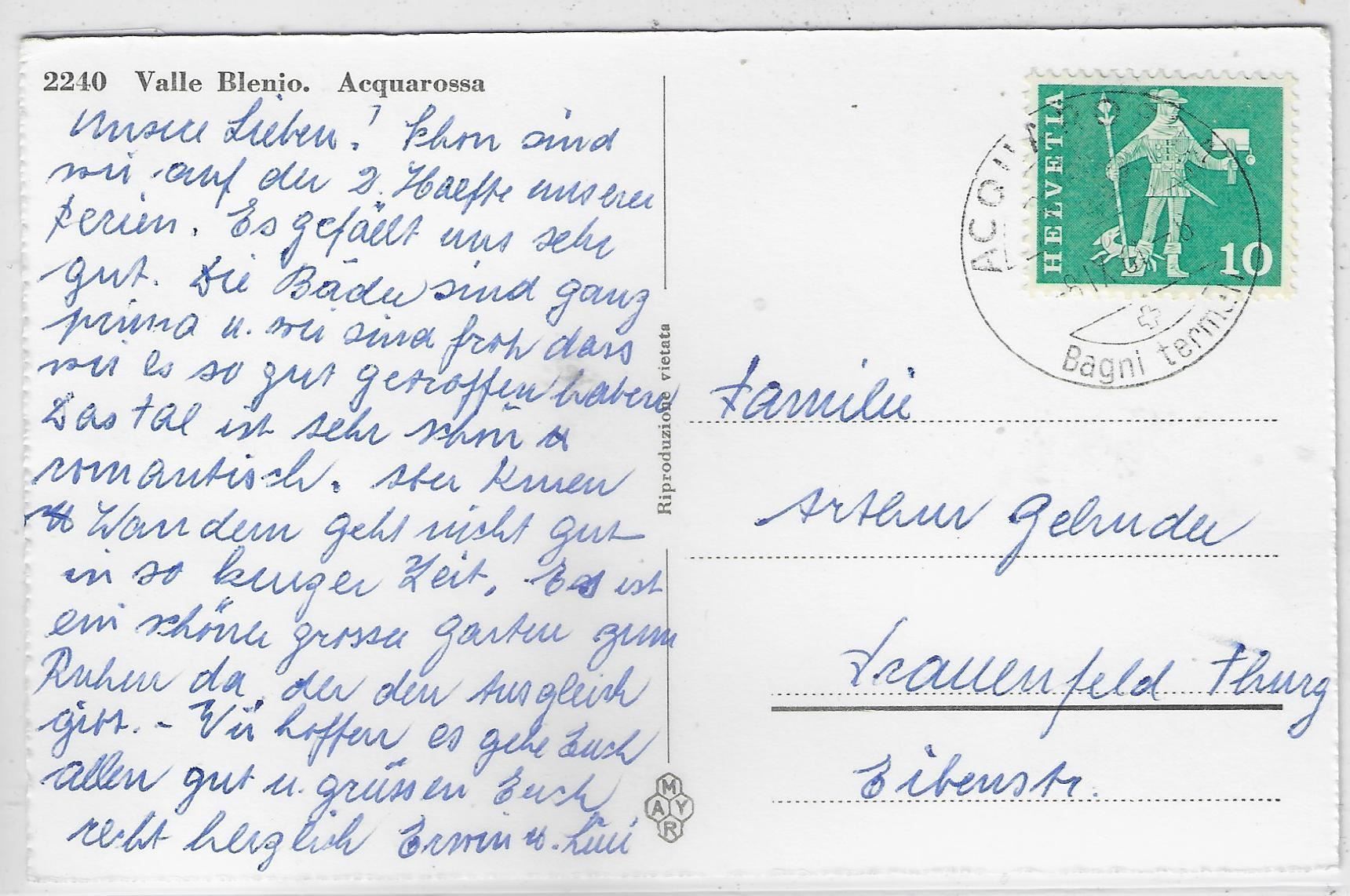 Cartes postales: Valle Blenio - Acquarossa – D'occasion à Ettingen par Kartenplanet 1