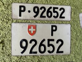Paar Nummernschilder PTT Post 92652 antik f. Sammler