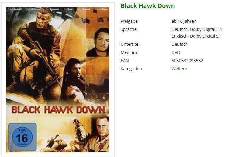 Alle DVDs: Black Hawk Down - DVD – Gebraucht aus Buchrain von Sssschaller