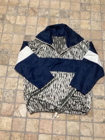 Regen- / Freizeitjacke, Blau-Weiss-Silber-Schwarz, Damen 38