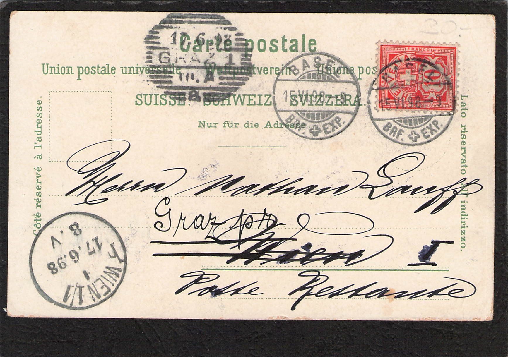 Cartoline postali: Lithografie: Gruss aus Basel , gel. 1898 – Usato da Reichenburg venduto da Pipo-67 1
