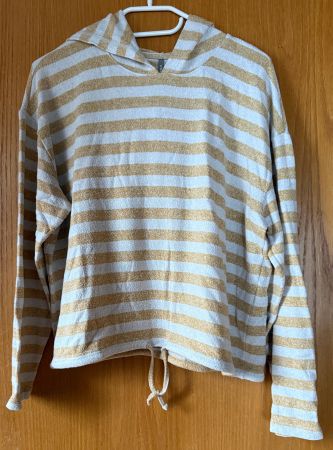 schöner Kapuzenpulli Only, weiss-gelb gestreift