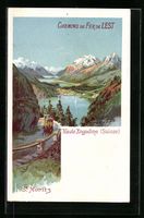 Litho St. Moritz, Panoramablick auf Ort 
