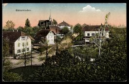 AK Bätterkinden, Ortsansicht mit Teich und Kirche