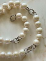 Culture White Pearls 10-11mm Massif 14k White Gold Necklace