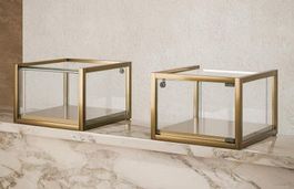 Glasvitrine ESG Theke, LED, Bronze (B.45cmxT.45cmxH.32.5cm)
