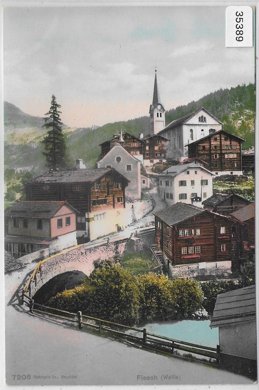 Cartoline postali: Fiesch - Dorfpartie - Litho – Usato da Ettingen venduto da Kartenplanet
