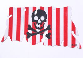 Cloth Sail 21 x 11 with Red Stripes, Skull and Crossbones P