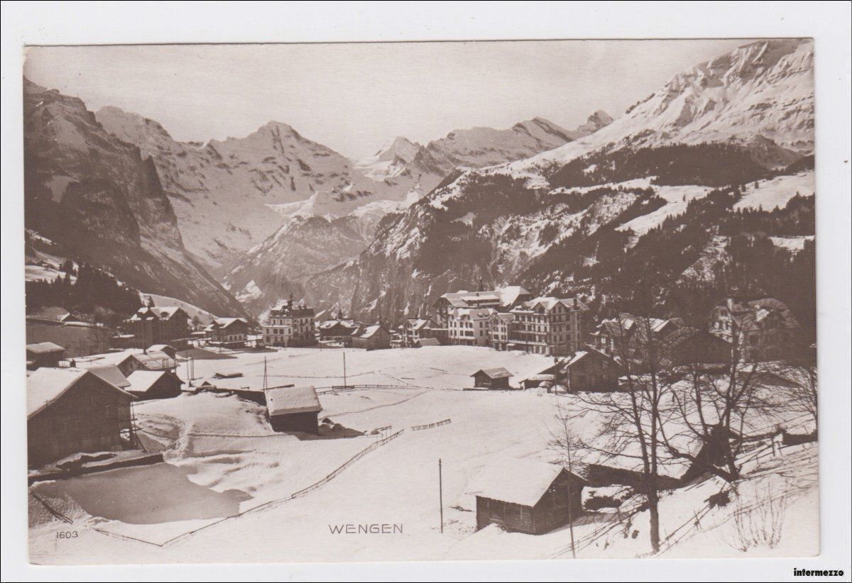 Cartoline postali: Wengen // Dorf Winter // 1913 – Usato da Basel venduto da intermezzo12