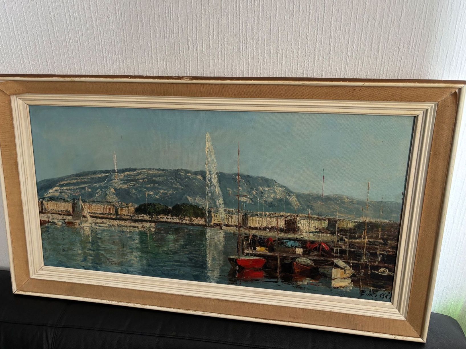 Tableaux: Tableau signe Vue du port de Genève ? – D'occasion à Peseux par Cresus27 6