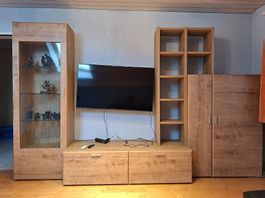 5teiliges Sideboard mit Vitrinenschrank und Bücherablage