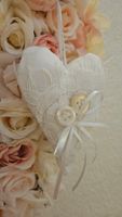 Geschenk Herz Shabby Chic Vintage Stoffherz Knopf Spitze