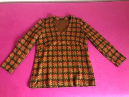 PULLOVER FANCY, GR. S, WARME ERDTÖNE, DESIGNER-EINZELSTÜCK